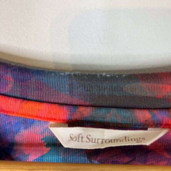 Soft Surroundings Breezy Bloom Tropical Tunic Women's Medium 3/4 Sleeve V-Neck - Picture 4 of 14